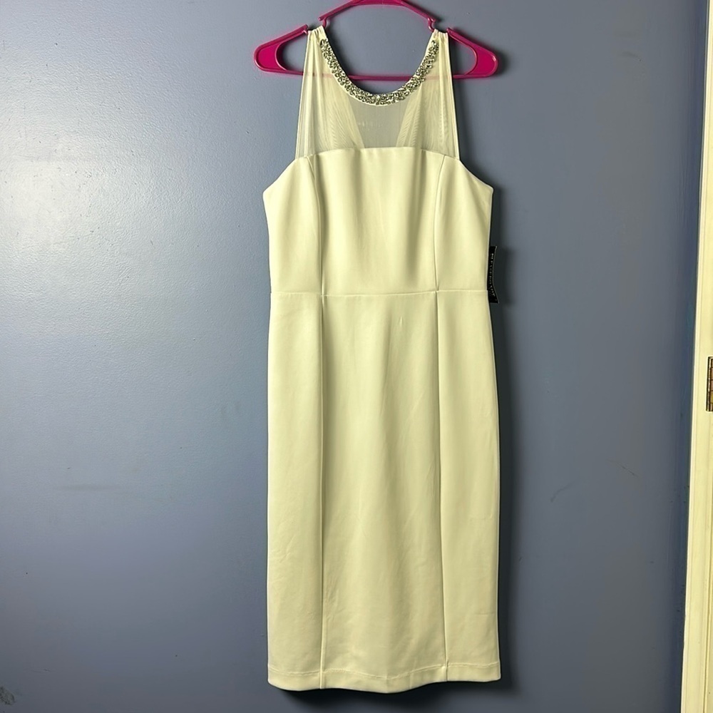 NWT New York and Company White Formal Dress with rhinestones